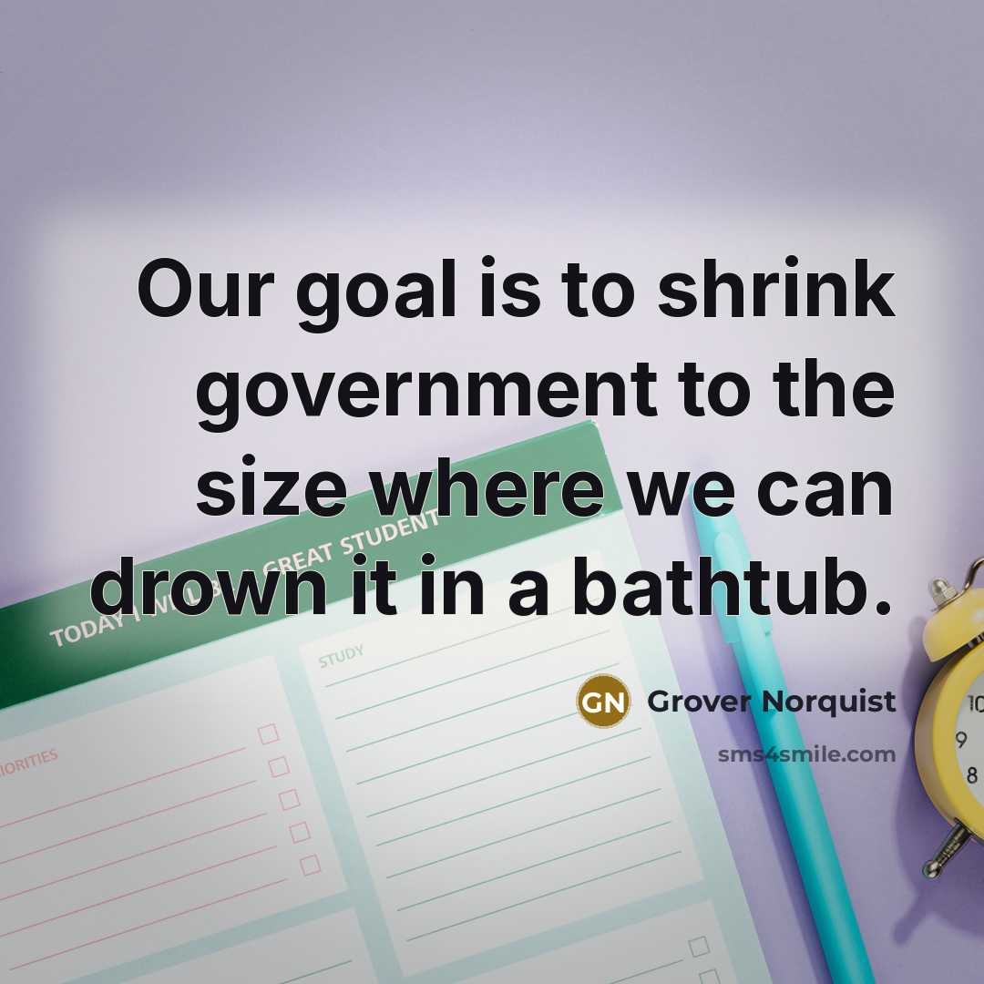 “Our goal is to shrink government to the size where…” quote by Grover Norquist