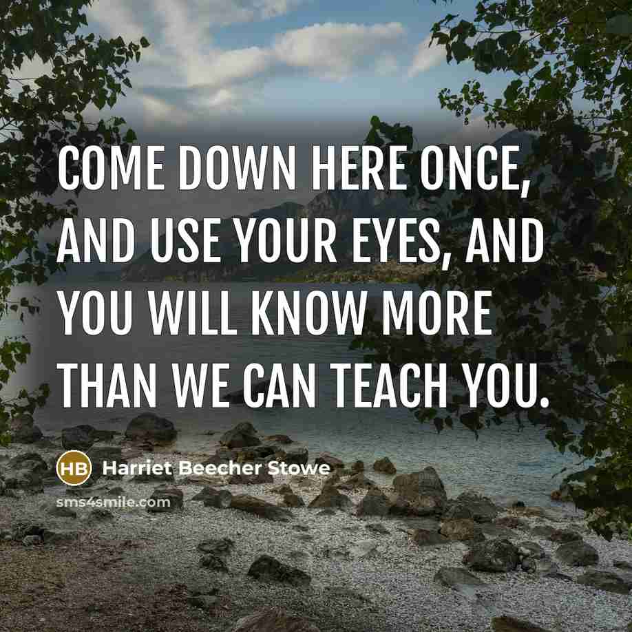 “Come down here once, and use your eyes, and you…” quote by Harriet Beecher Stowe