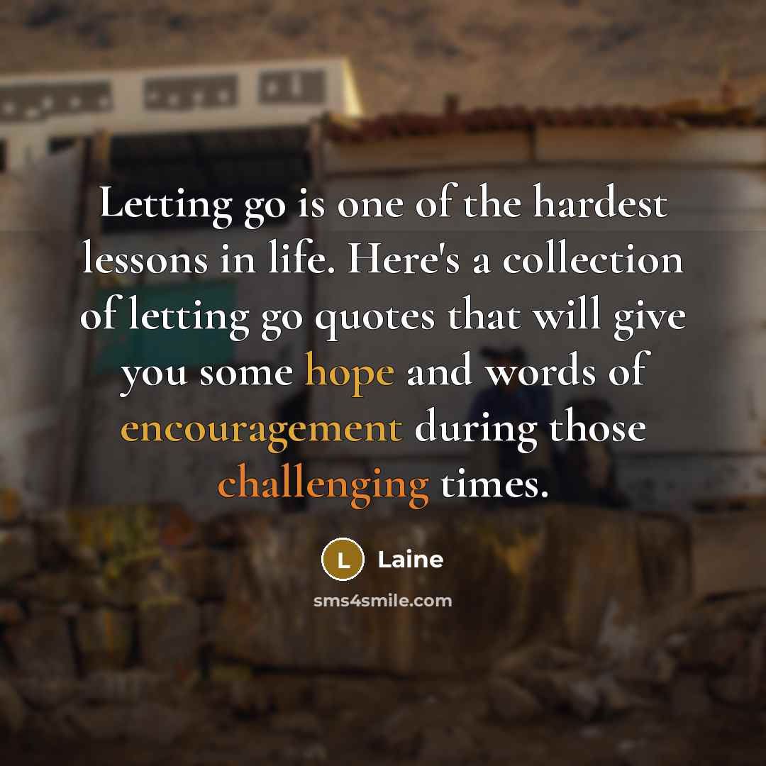 “Letting go is one of the hardest lessons in life.…” quote by Laine