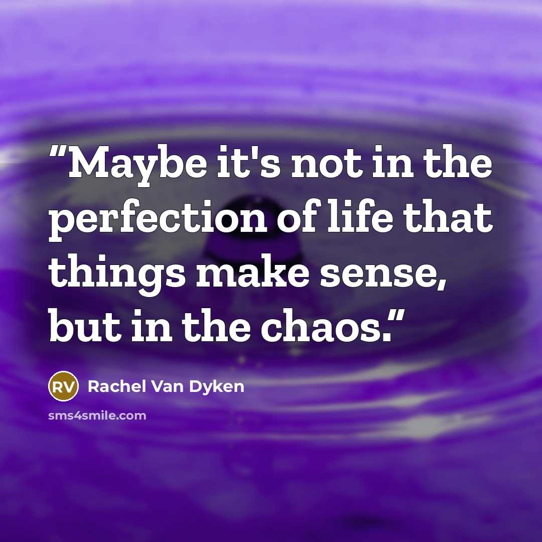 “Maybe it's not in the perfection of life that things make sense, but in the chaos.” quote by Rachel Van Dyken