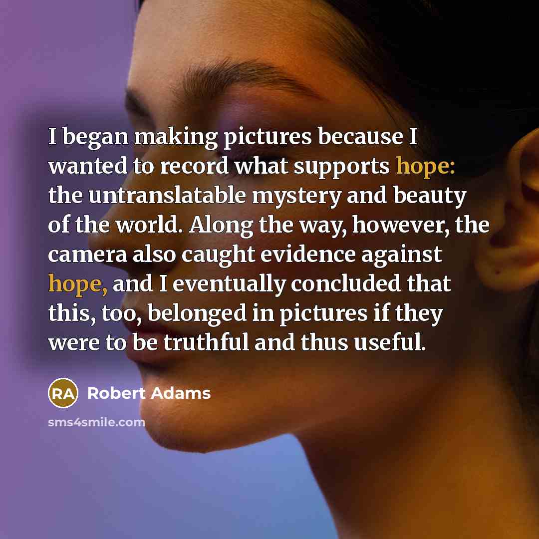 “I began making pictures because I wanted to record what…” quote by Robert Adams