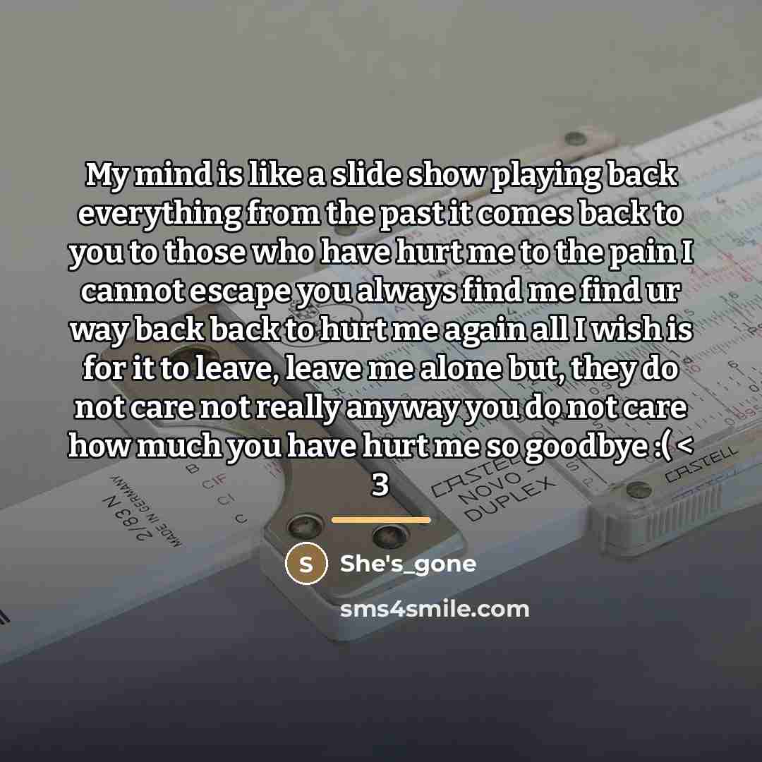 “My mind is like a slide show playing back everything…” quote by She's_gone