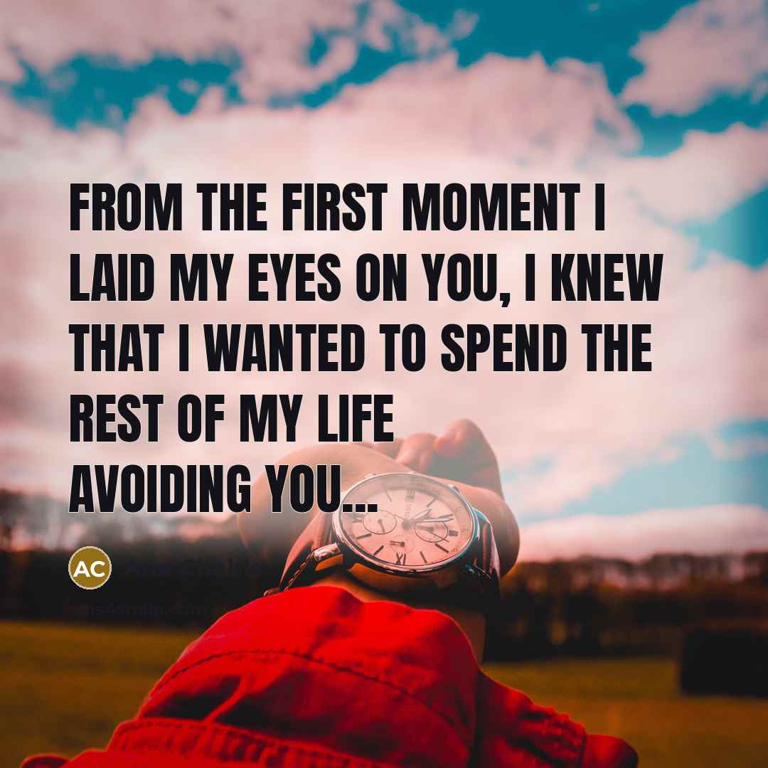 “From the first moment I laid my eyes on you, I knew that I wanted to spend the rest of my life avoiding you...” quote by Ana Chable