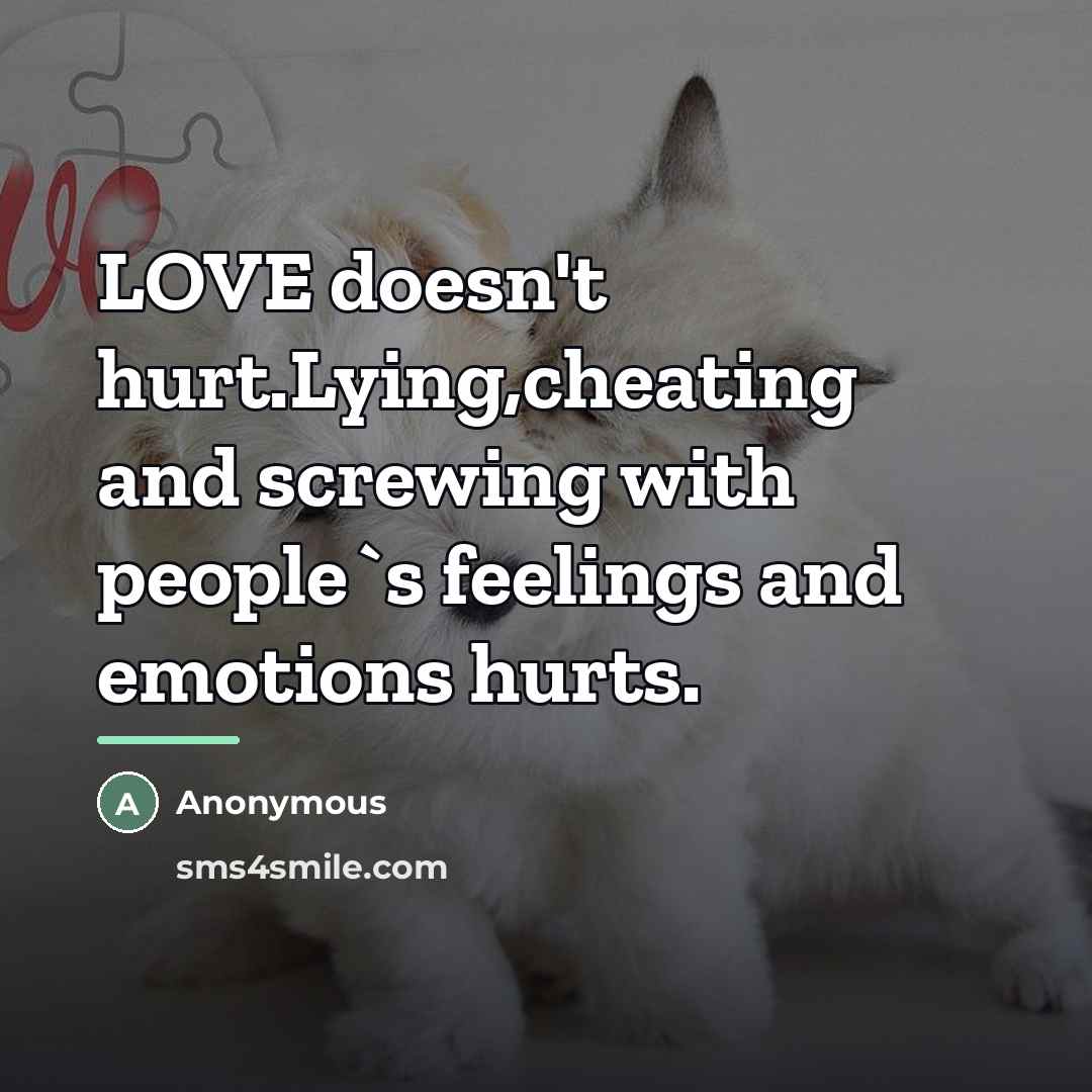 “LOVE doesn't hurt.Lying,cheating and screwing with people`s feelings and emotions…” quote by Anonymous