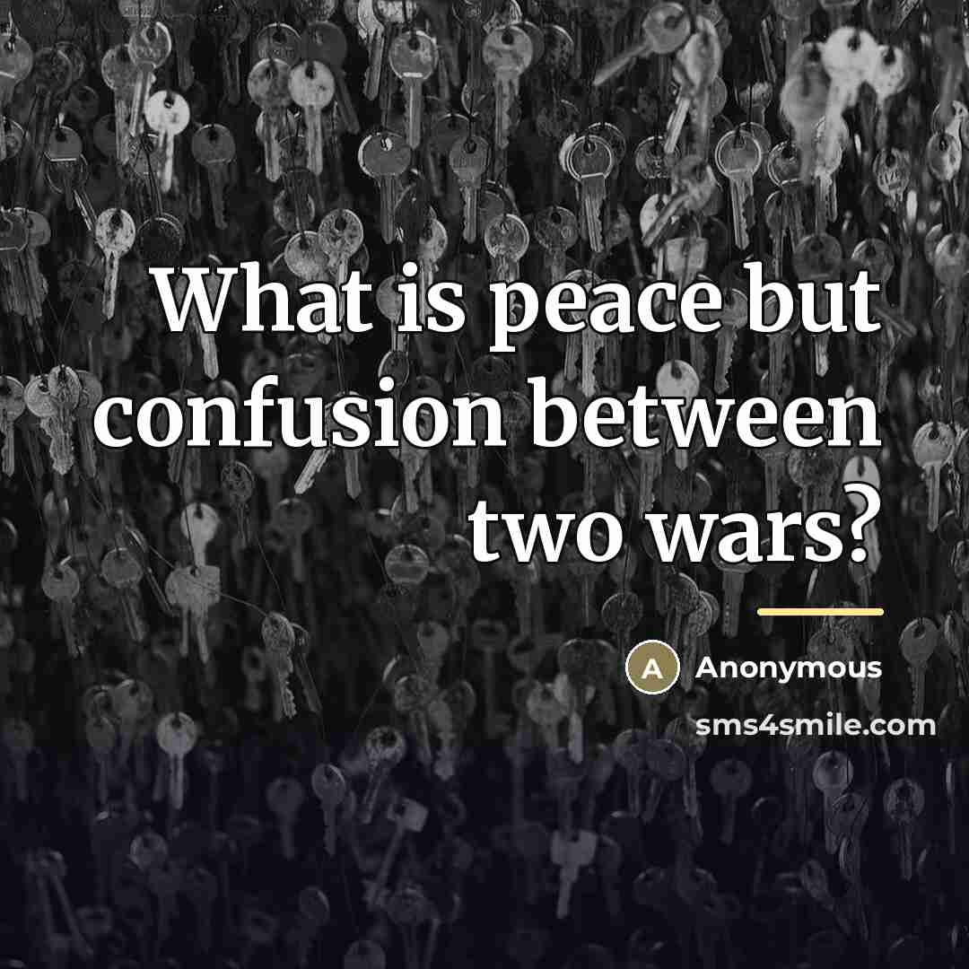 “What is peace but confusion between two wars?…” quote by Anonymous