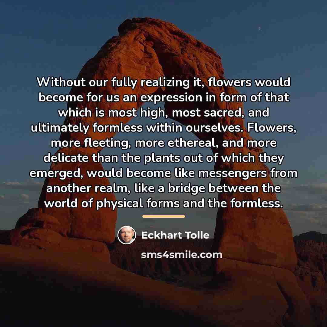 “Without our fully realizing it, flowers would become for us…” quote by Eckhart Tolle