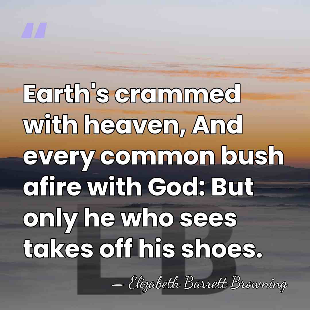 Earth's crammed with heaven, And every common bush afire with God: But&hellip; - Elizabeth Barrett Browning