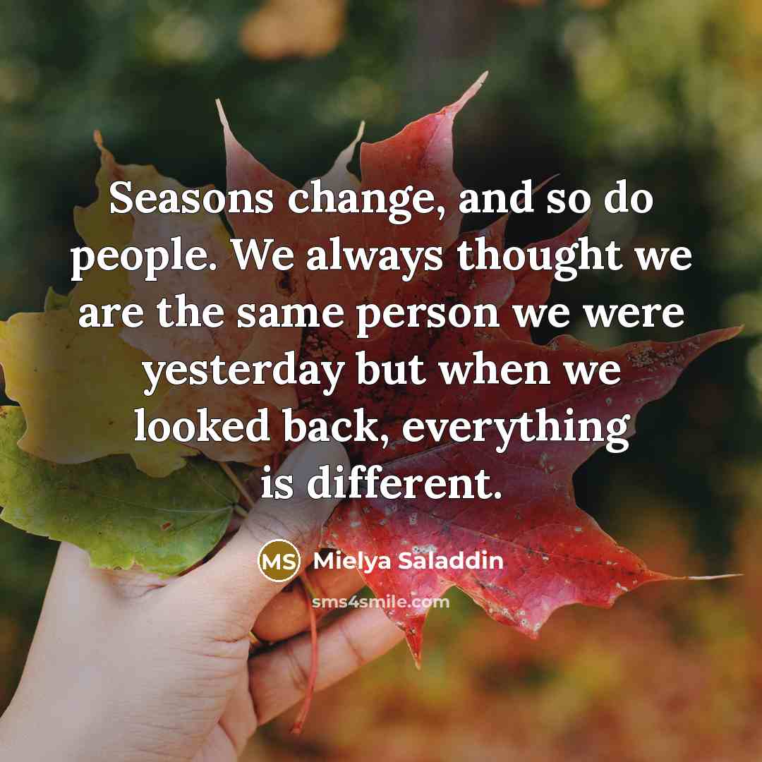 “Seasons change, and so do people. We always thought we…” quote by Mielya Saladdin
