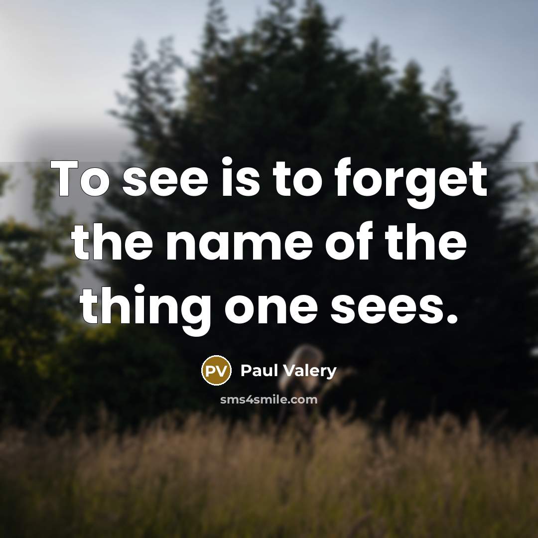 “To see is to forget the name of the thing…” quote by Paul Valery