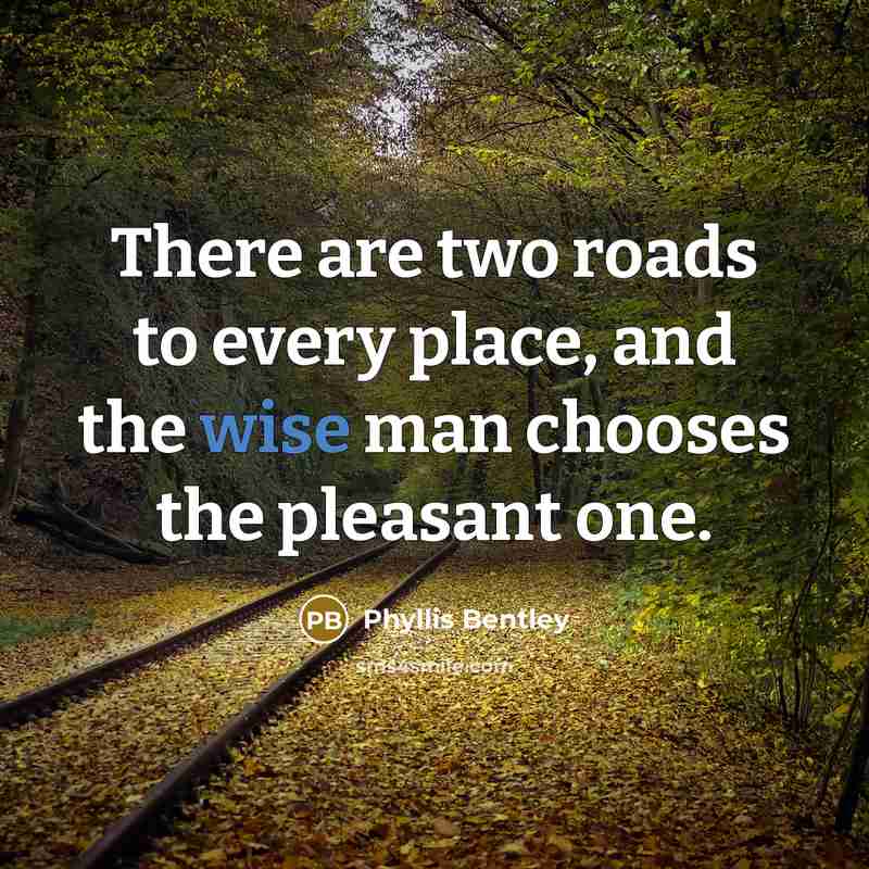 “There are two roads to every place, and the wise…” quote by Phyllis Bentley