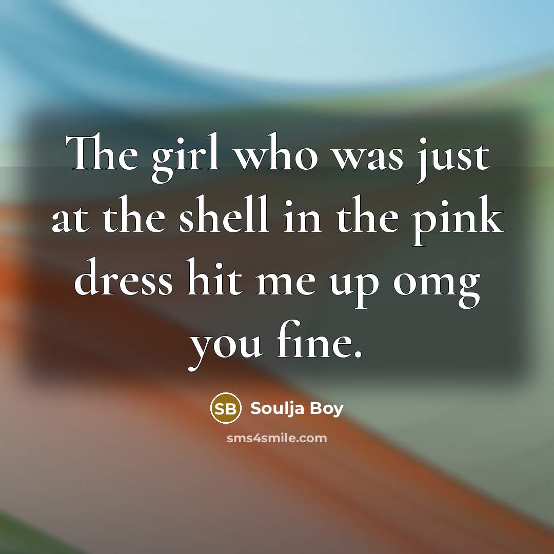 “The girl who was just at the shell in the pink dress hit me up omg you fine.” quote by Soulja Boy