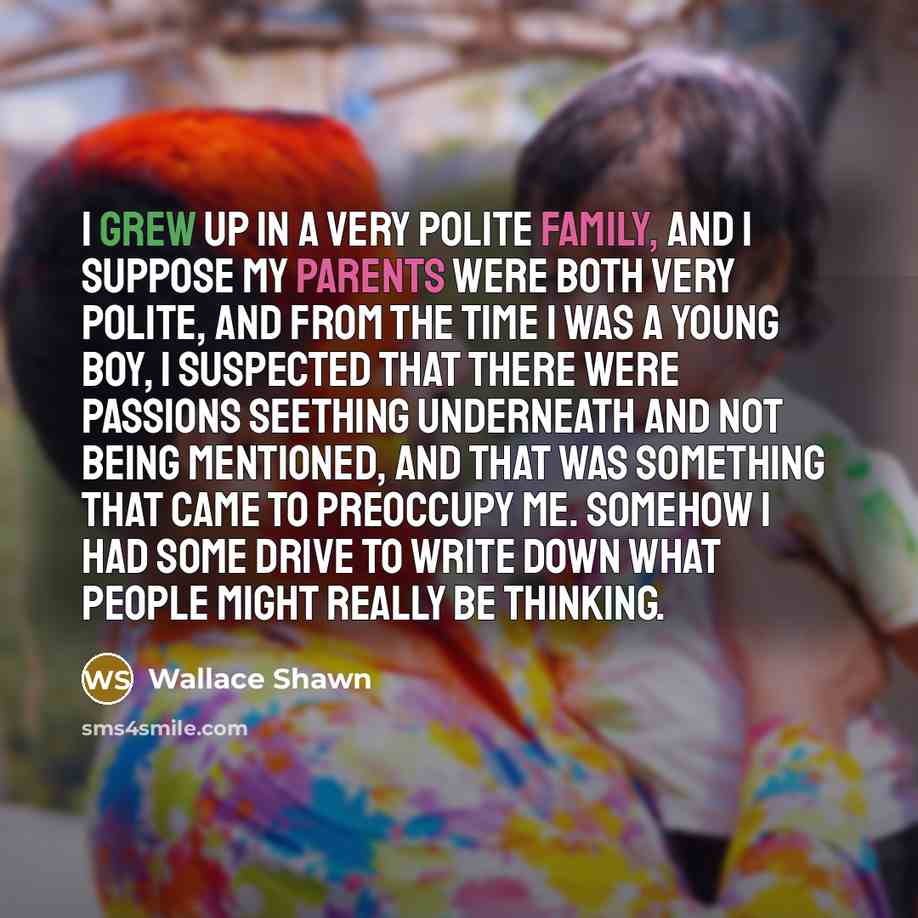 “I grew up in a very polite family, and I…” quote by Wallace Shawn