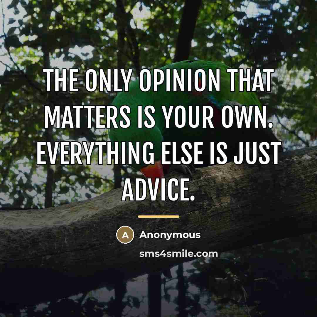 “The only opinion that matters is your own. Everything else…” quote by Anonymous