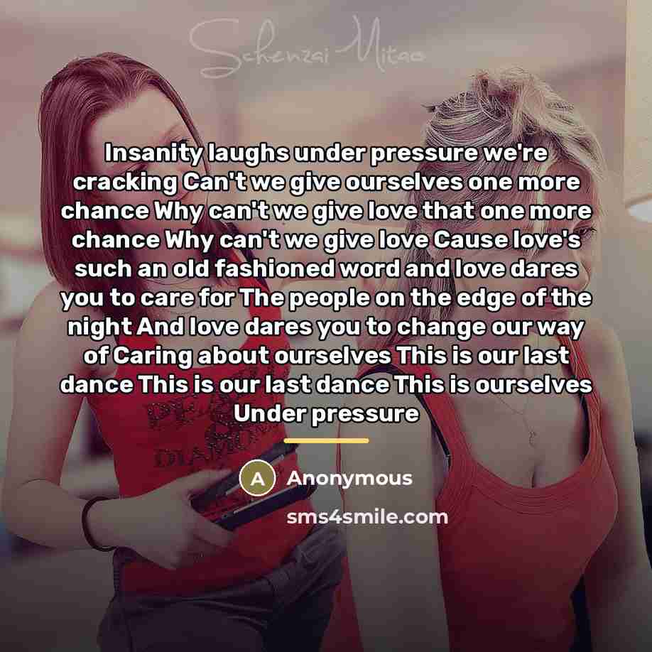 “Insanity laughs under pressure we're cracking Can't we give ourselves…” quote by Anonymous