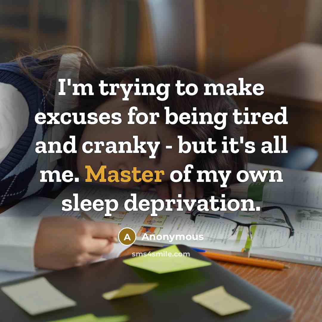“I'm trying to make excuses for being tired and cranky…” quote by Anonymous