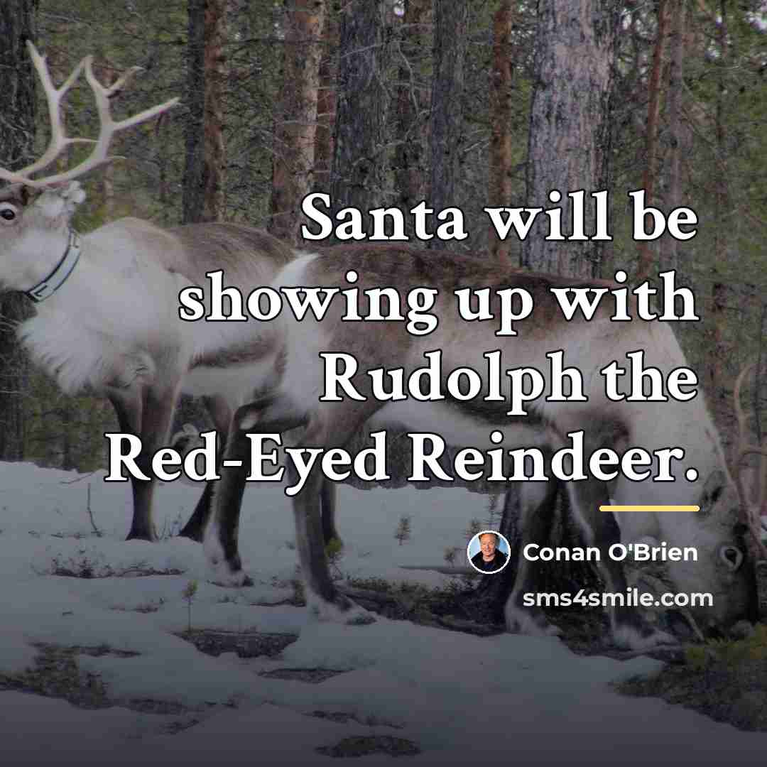 “Santa will be showing up with Rudolph the Red-Eyed Reindeer.…” quote by Conan O'Brien
