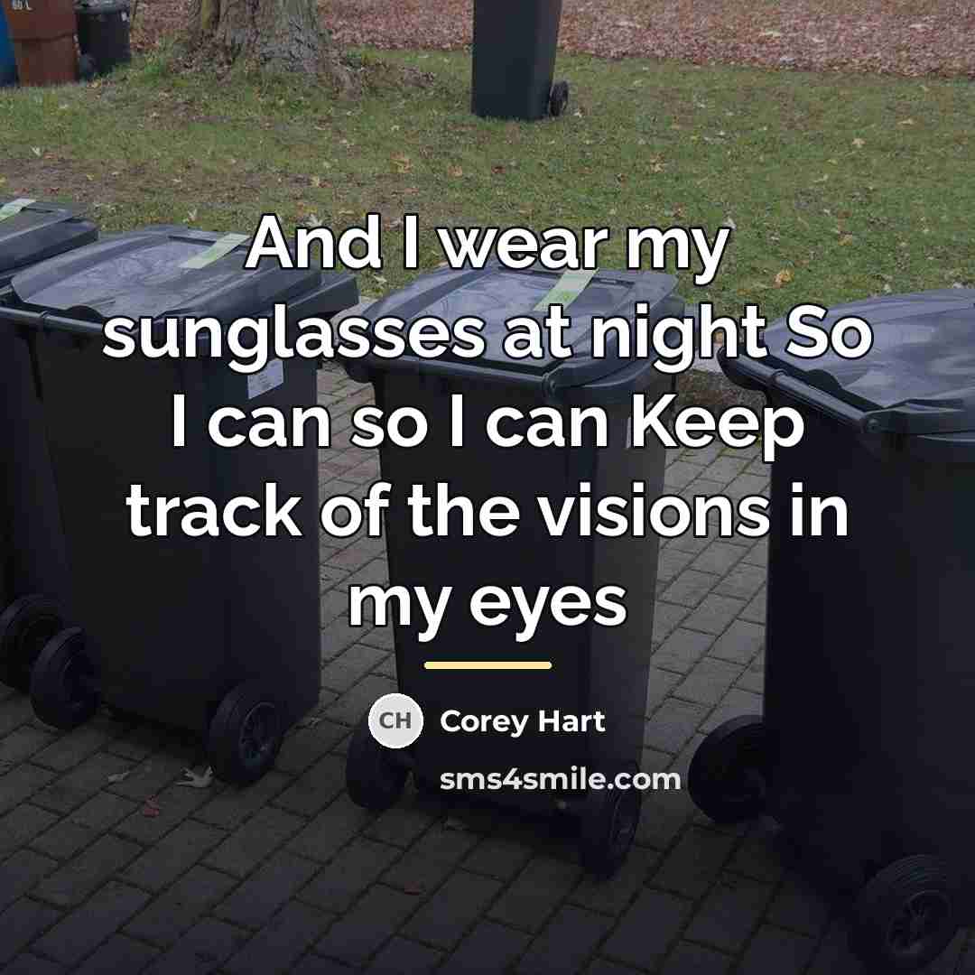 “And I wear my sunglasses at night So I can…” quote by Corey Hart