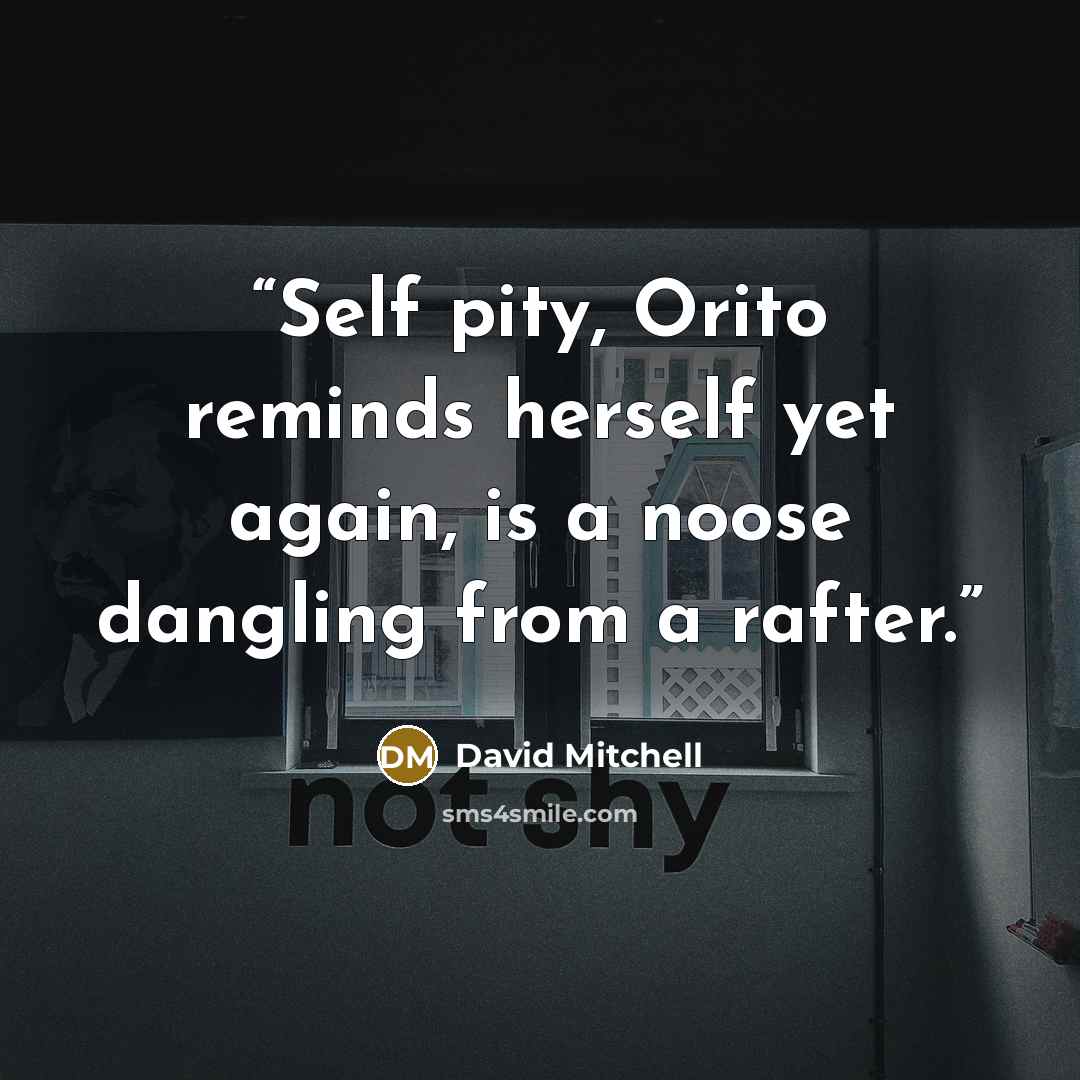 “Self pity, Orito reminds herself yet again, is a noose dangling from a rafter.” quote by David Mitchell