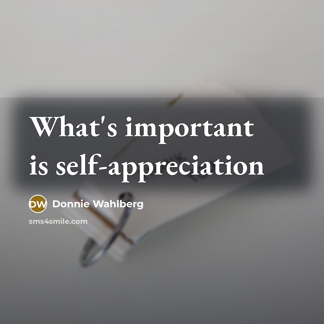 “What's important is self-appreciation…” quote by Donnie Wahlberg