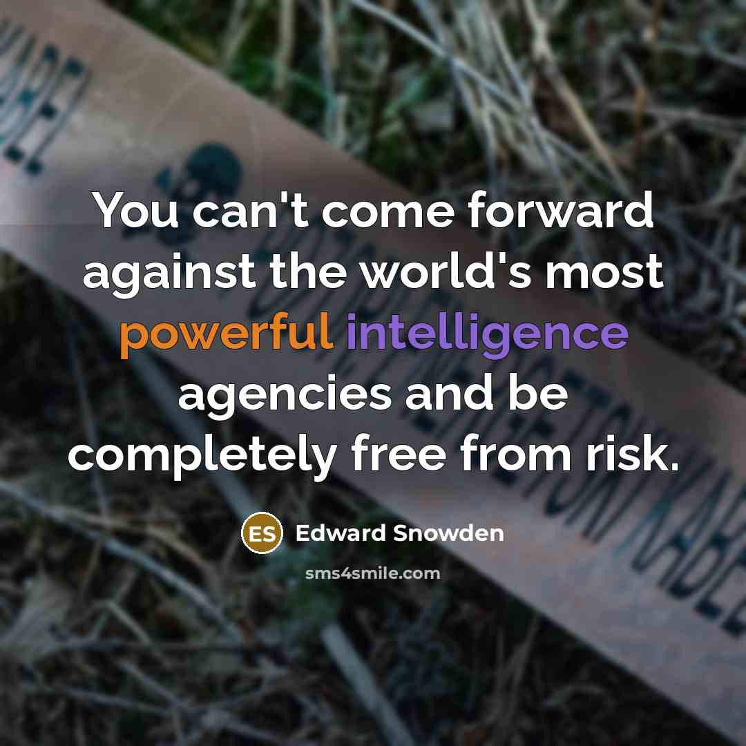 “You can't come forward against the world's most powerful intelligence…” quote by Edward Snowden