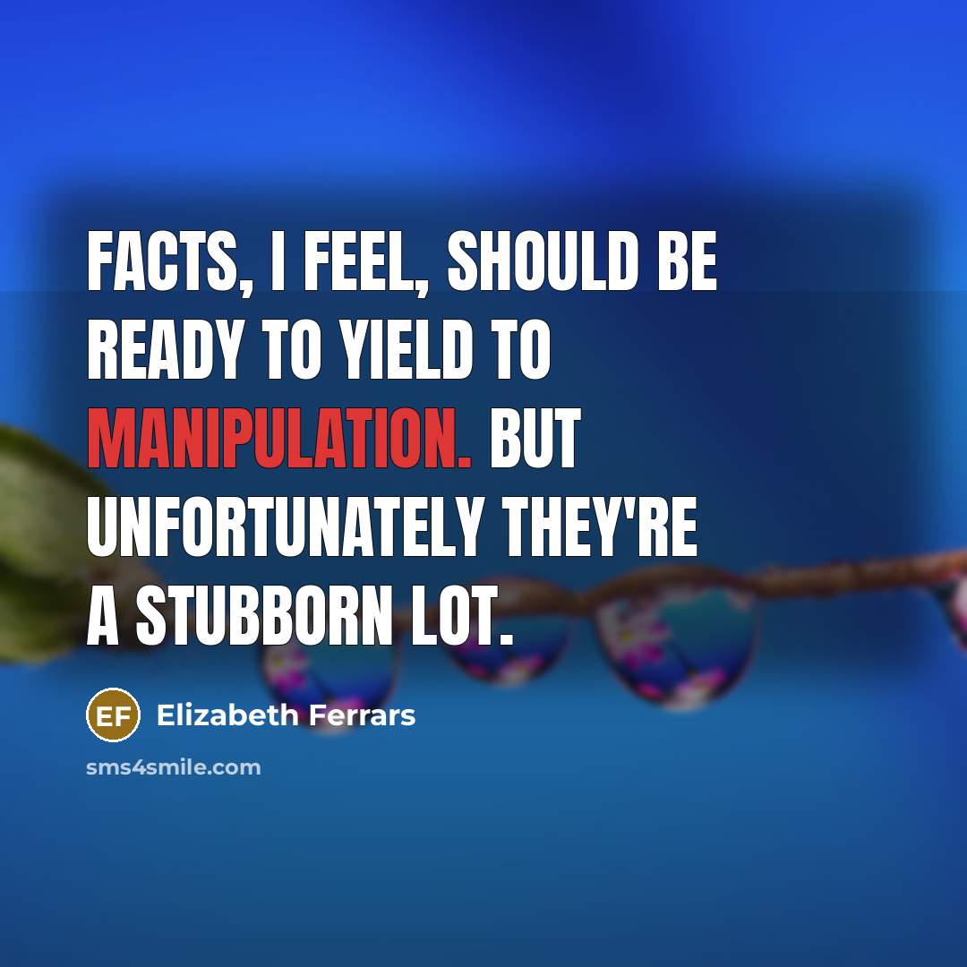 “Facts, I feel, should be ready to yield to manipulation.…” quote by Elizabeth Ferrars