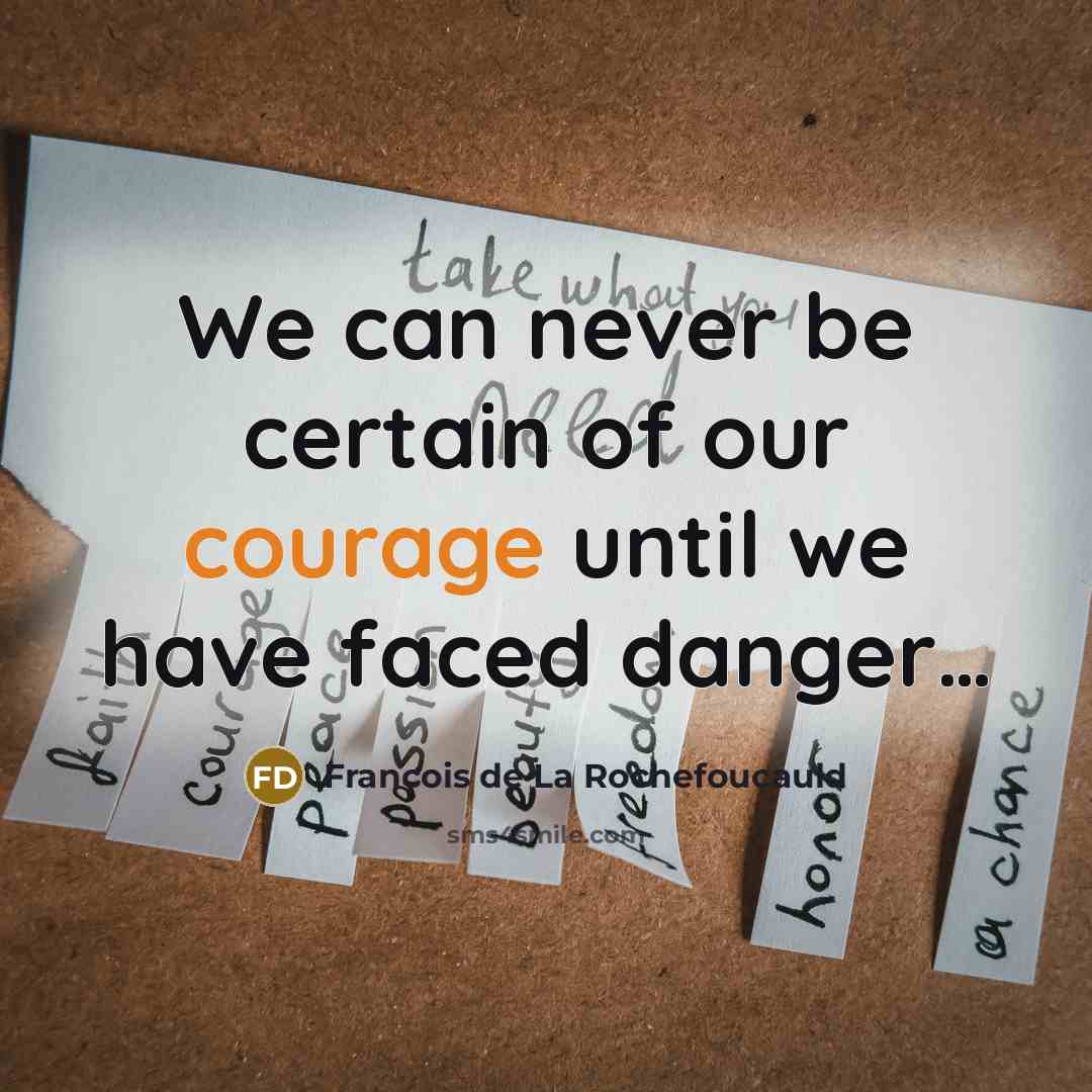“We can never be certain of our courage until we…” quote by Francois de La Rochefoucauld