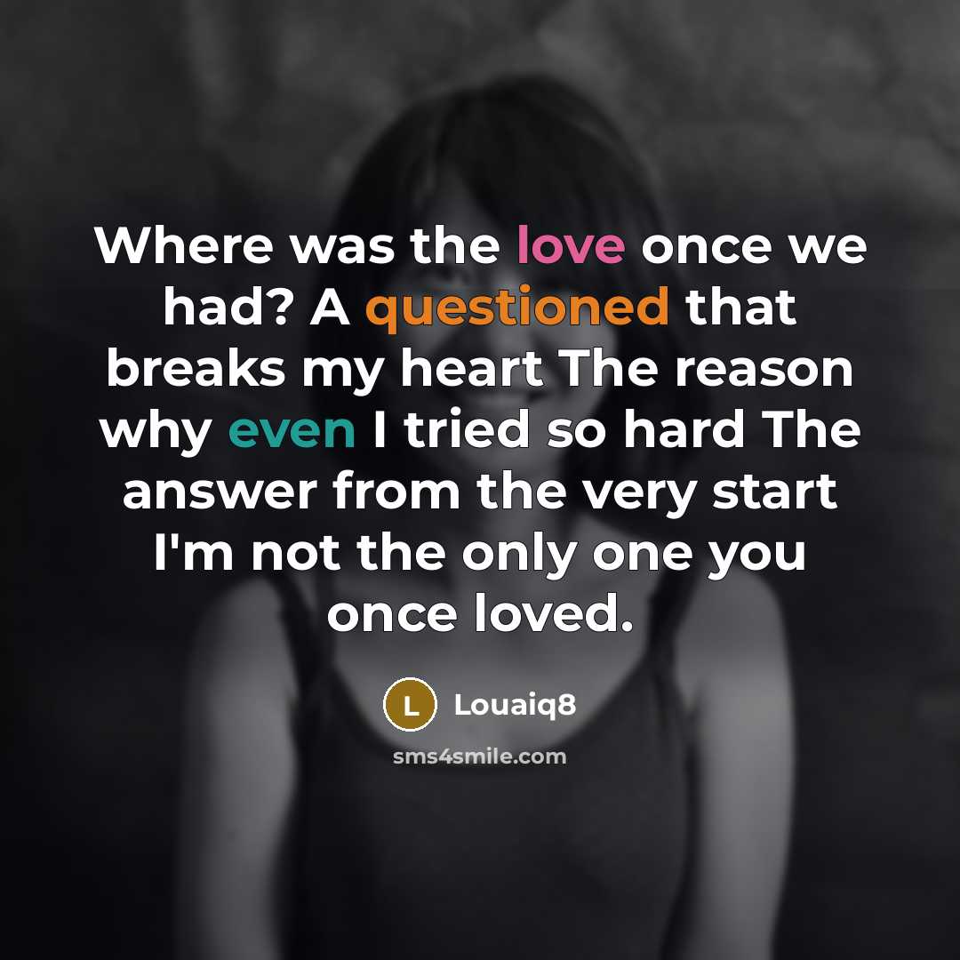 “Where was the love once we had? A questioned that…” quote by Louaiq8