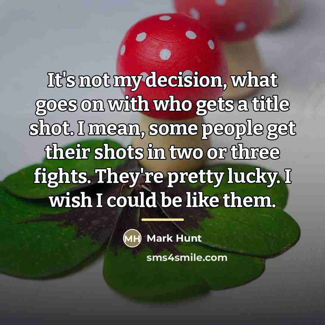 “It's not my decision, what goes on with who gets…” quote by Mark Hunt