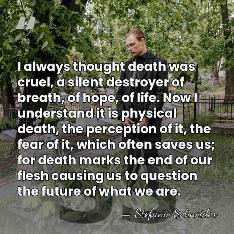 I always thought death was cruel, a silent destroyer of breath, of&hellip; - Stefanie Schneider