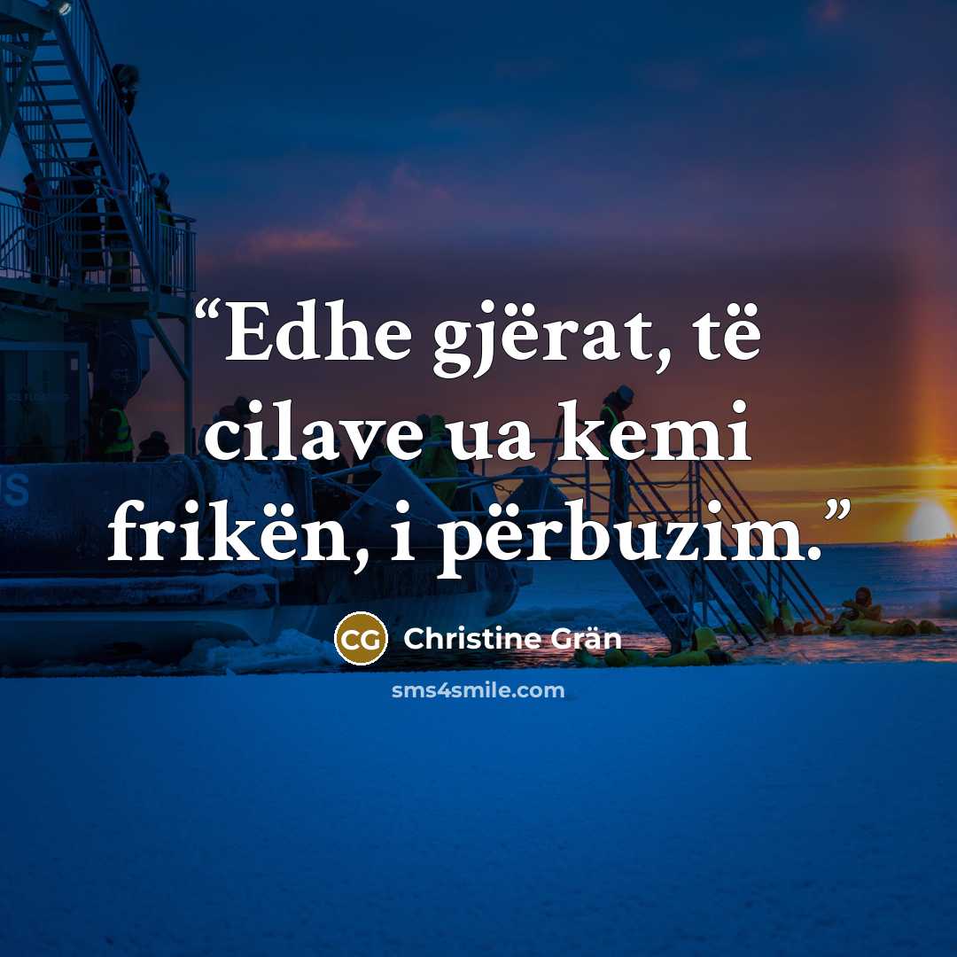 “Edhe gjërat, të cilave ua kemi frikën, i përbuzim.” quote by Christine Grän