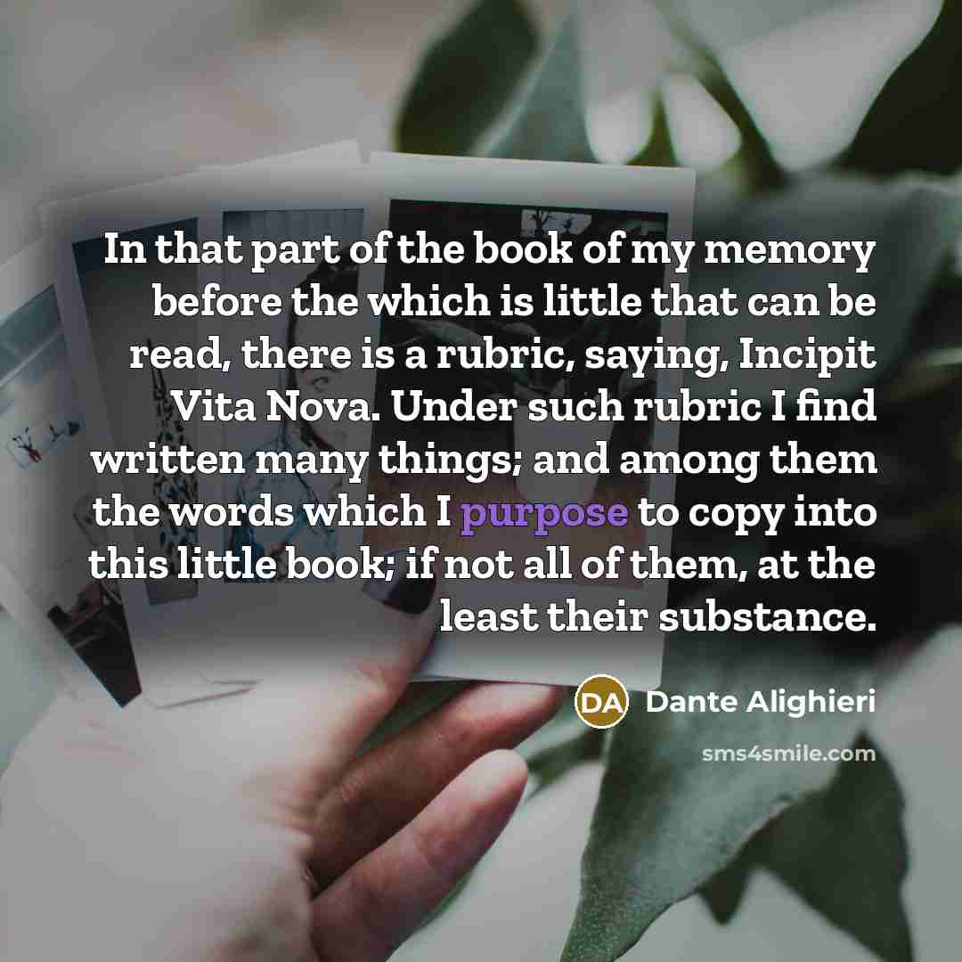 “In that part of the book of my memory before…” quote by Dante Alighieri