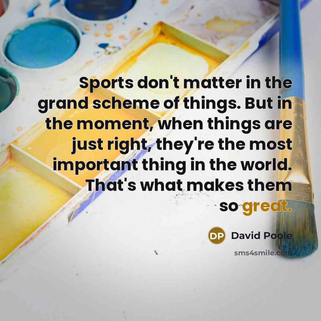 “Sports don't matter in the grand scheme of things. But…” quote by David Poole