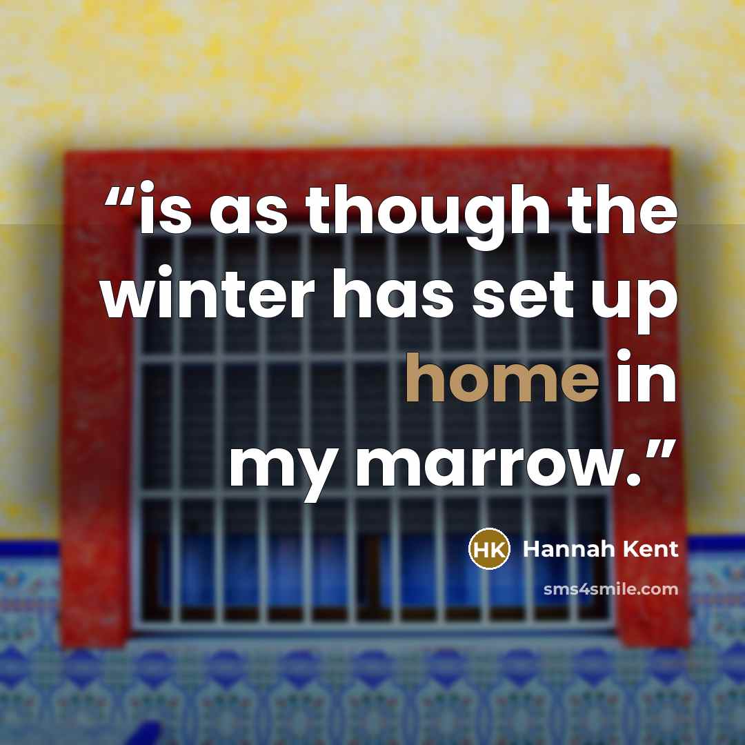 “is as though the winter has set up home in my marrow.” quote by Hannah Kent
