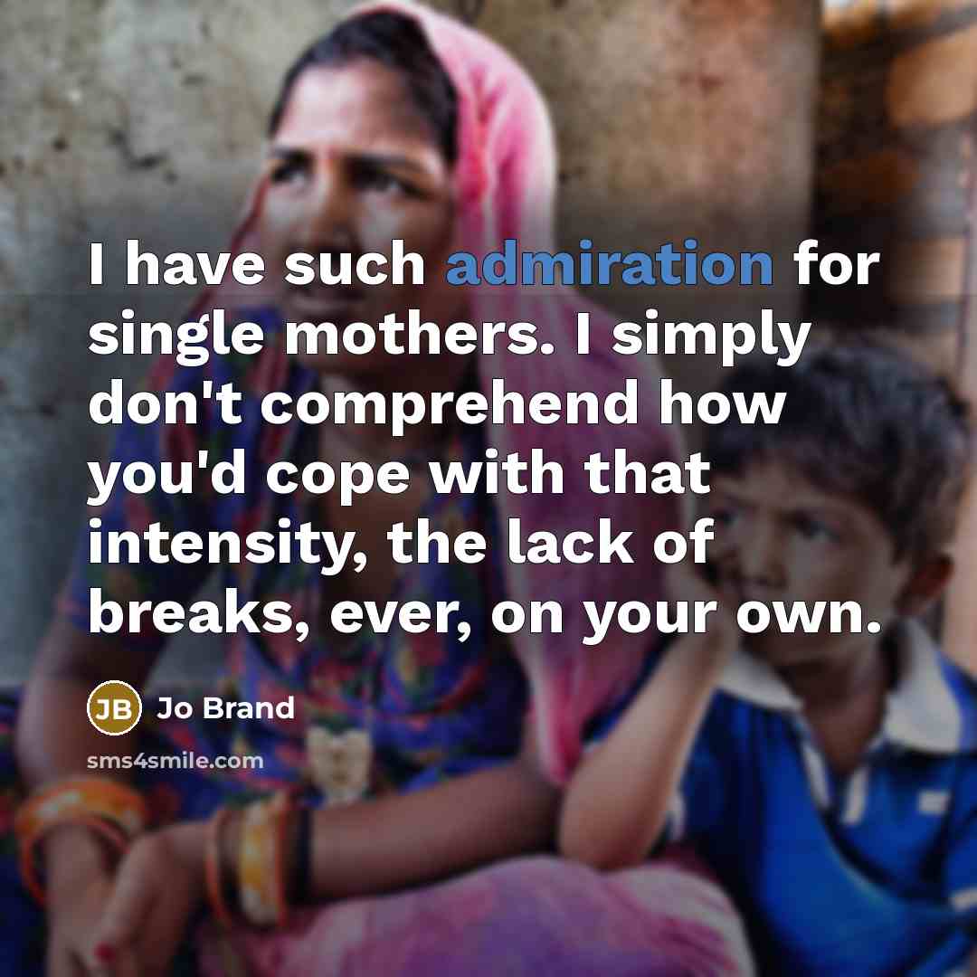 “I have such admiration for single mothers. I simply don't…” quote by Jo Brand