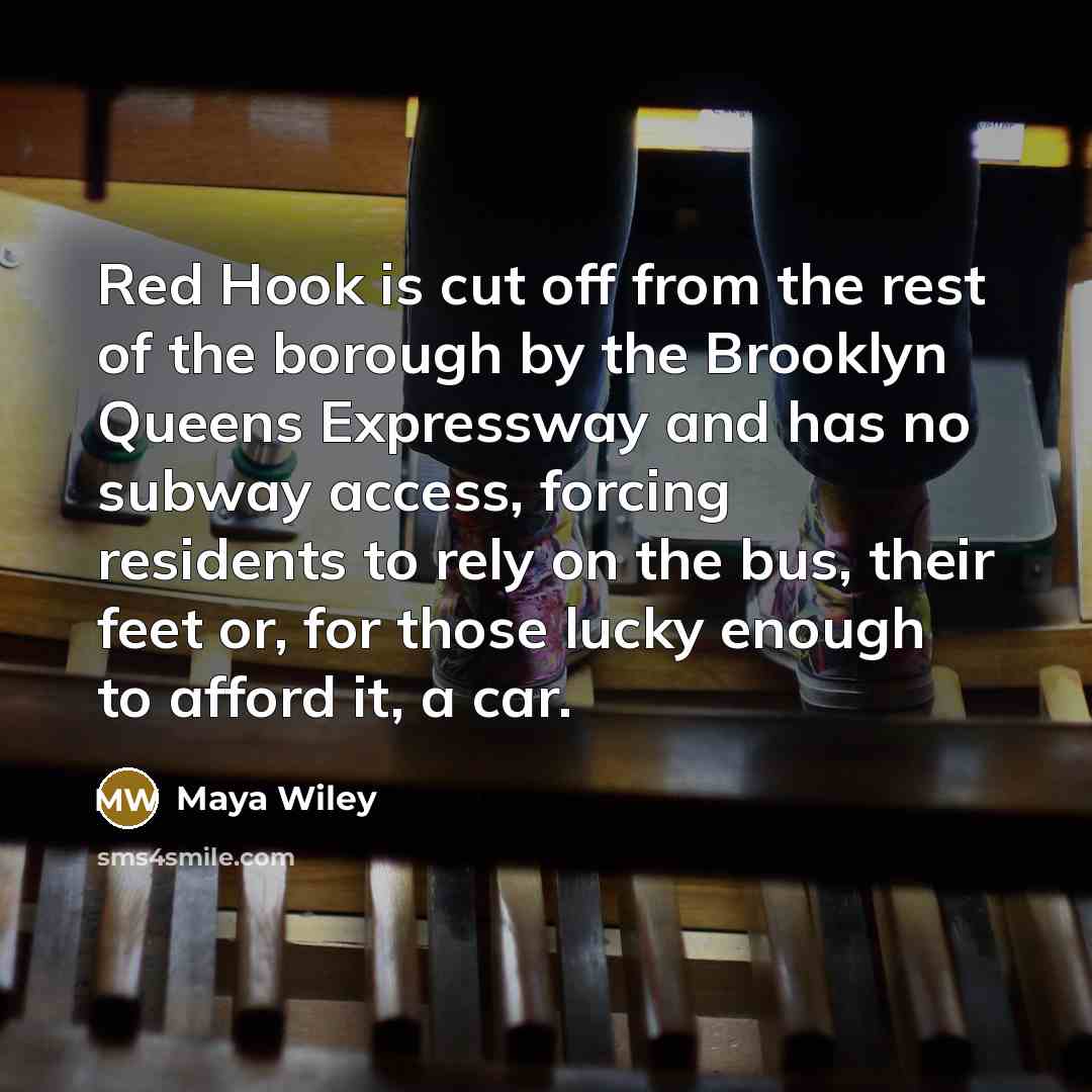 “Red Hook is cut off from the rest of the…” quote by Maya Wiley