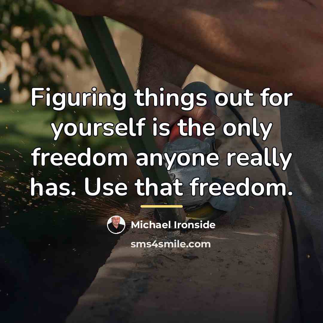 “Figuring things out for yourself is the only freedom anyone…” quote by Michael Ironside