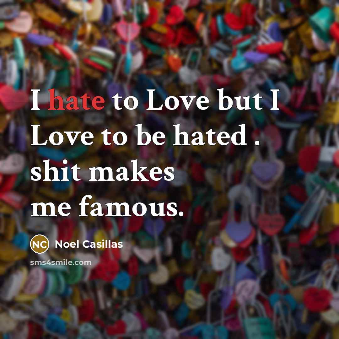 “I hate to Love but I Love to be hated…” quote by Noel Casillas
