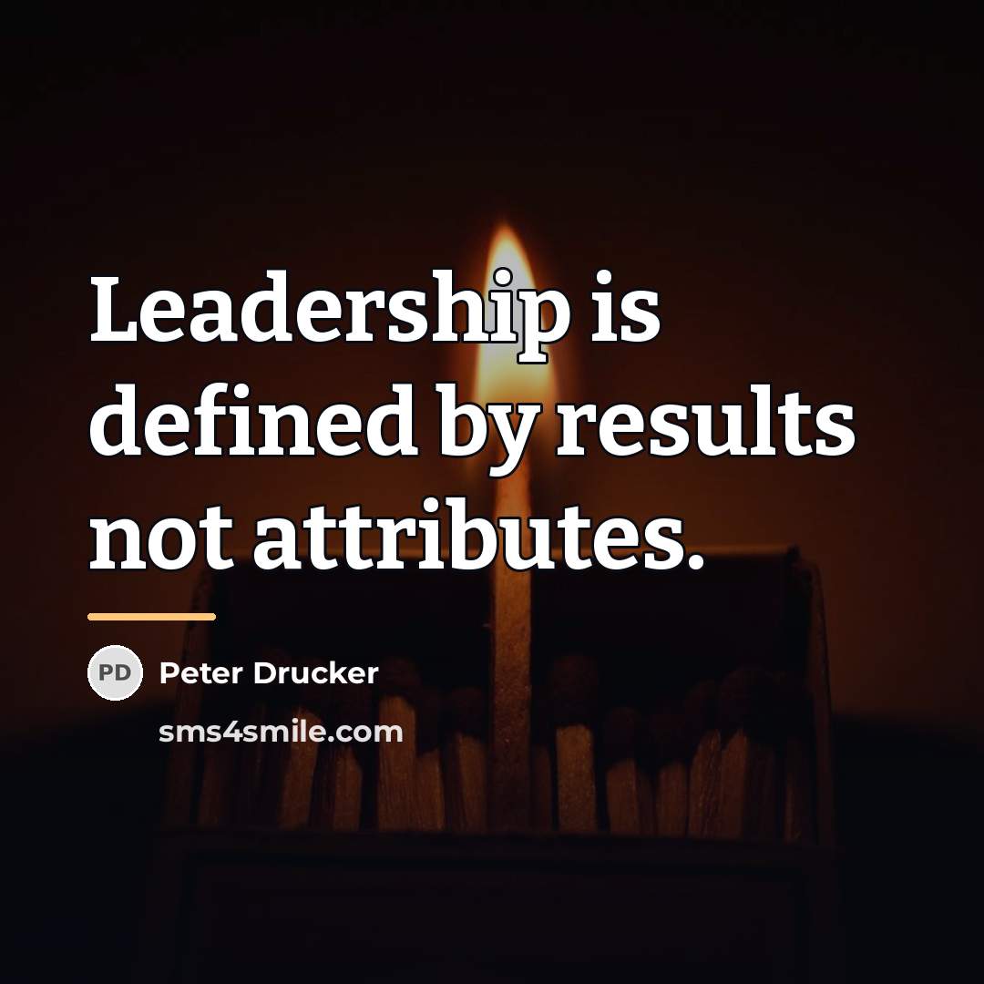 “Leadership is defined by results not attributes.…” quote by Peter Drucker