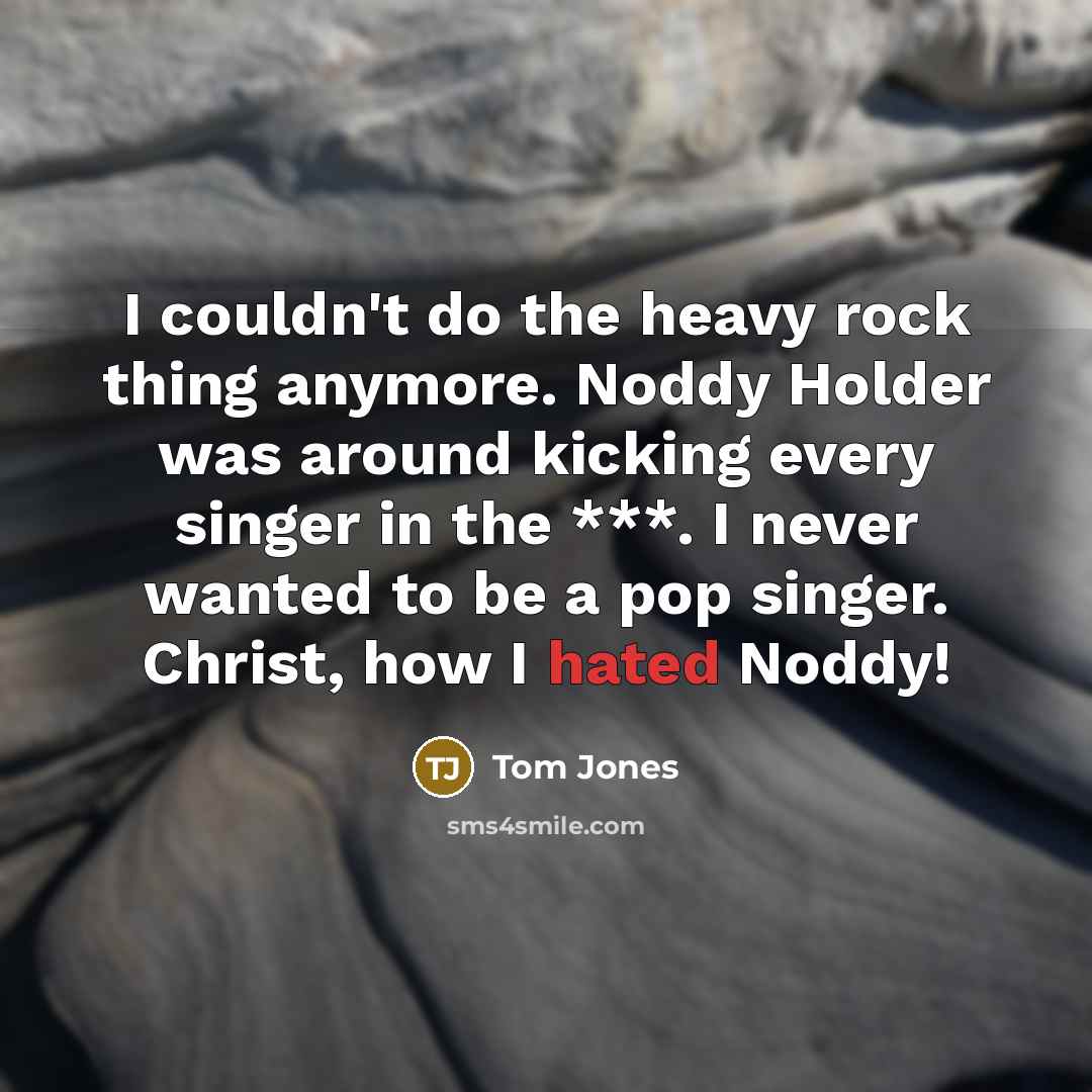 “I couldn't do the heavy rock thing anymore. Noddy Holder…” quote by Tom Jones