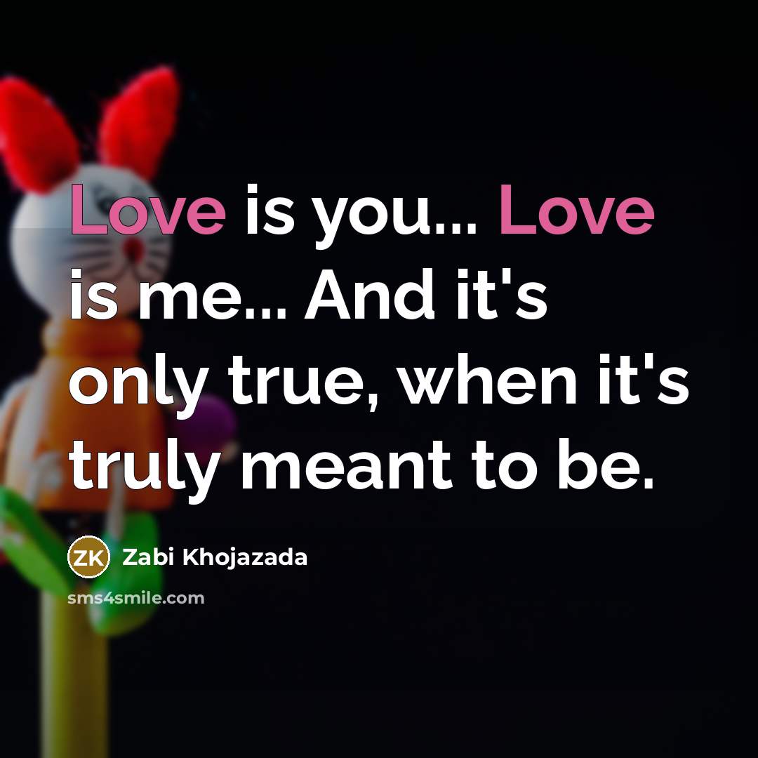 “Love is you... Love is me... And it's only true,…” quote by Zabi Khojazada