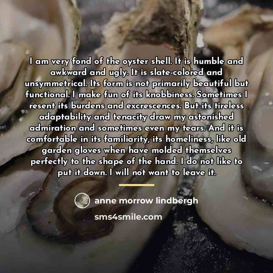 “I am very fond of the oyster shell. It is…” quote by Anne Morrow Lindbergh