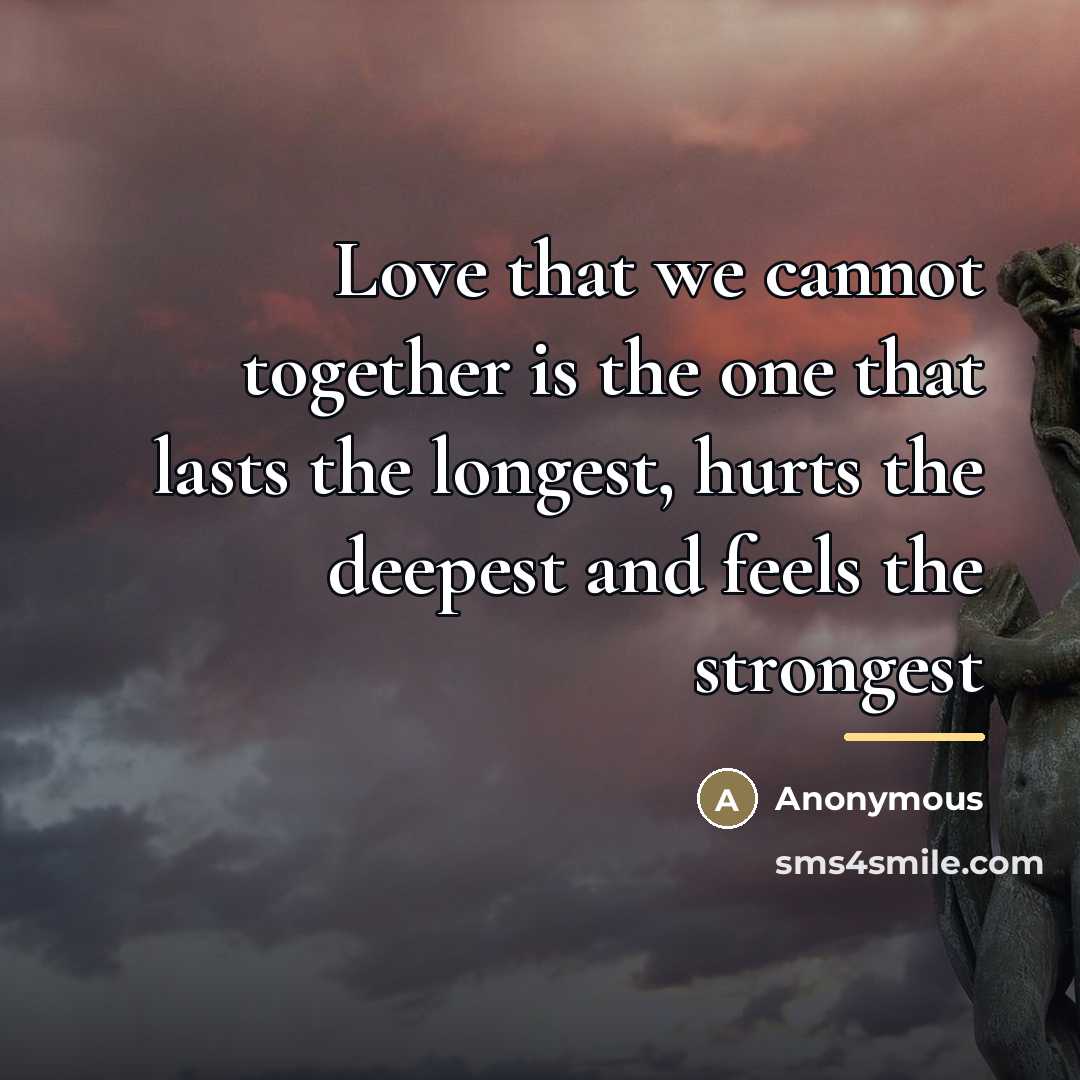“Love that we cannot together is the one that lasts…” quote by Anonymous