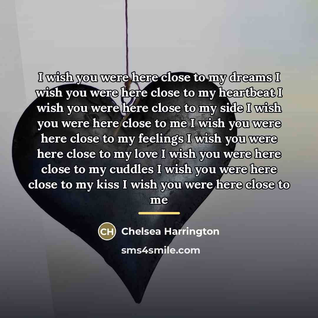 “I wish you were here close to my dreams I…” quote by Chelsea Harrington