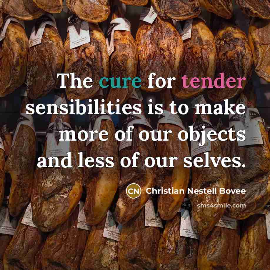 “The cure for tender sensibilities is to make more of our objects and less of our selves.” quote by Christian Nestell Bovee