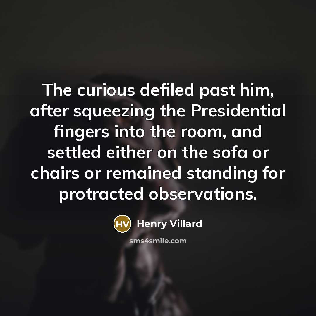 “The curious defiled past him, after squeezing the Presidential fingers…” quote by Henry Villard