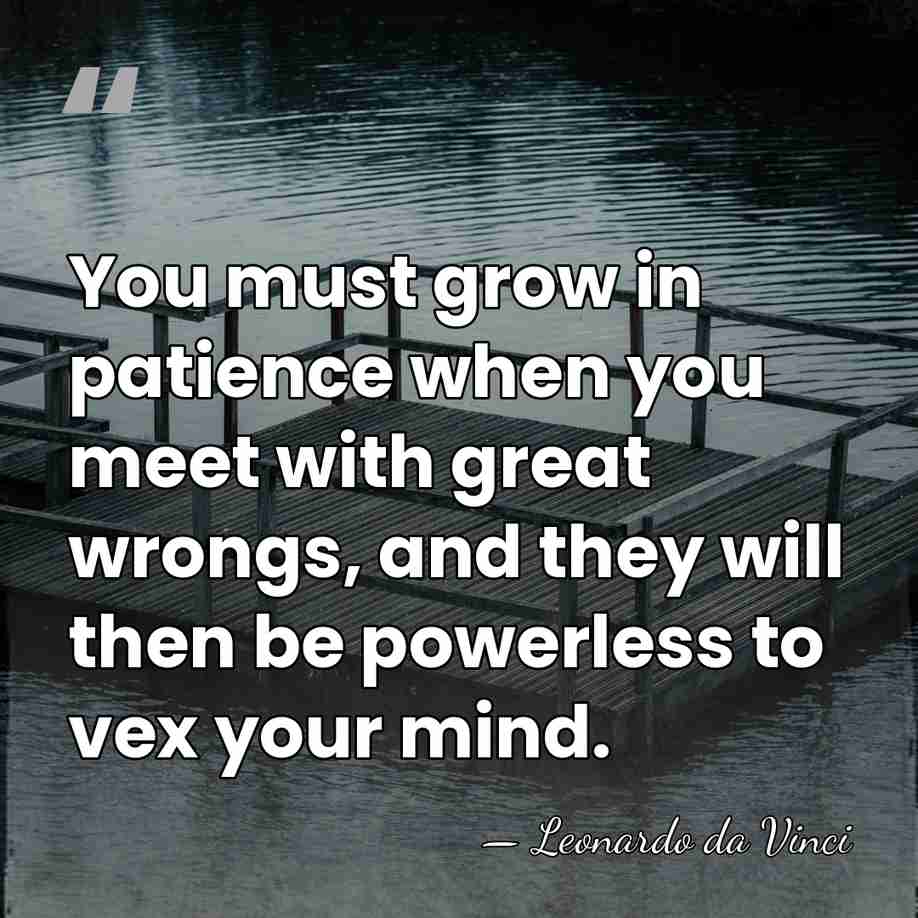You must grow in patience when you meet with great wrongs, and&hellip; - Leonardo da Vinci