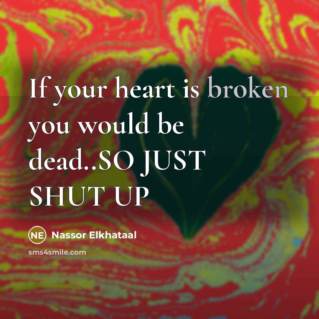 “If your heart is broken you would be dead..SO JUST…” quote by Nassor Elkhataal