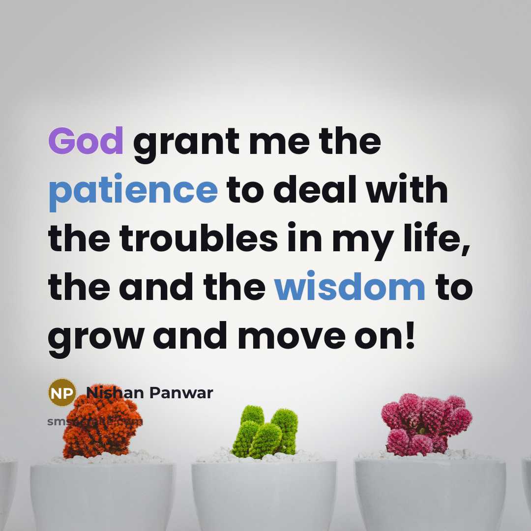 “God grant me the patience to deal with the troubles…” quote by Nishan Panwar