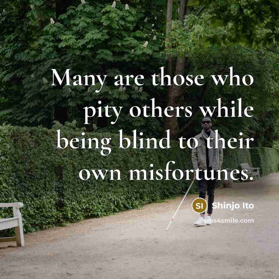 “Many are those who pity others while being blind to…” quote by Shinjo Ito