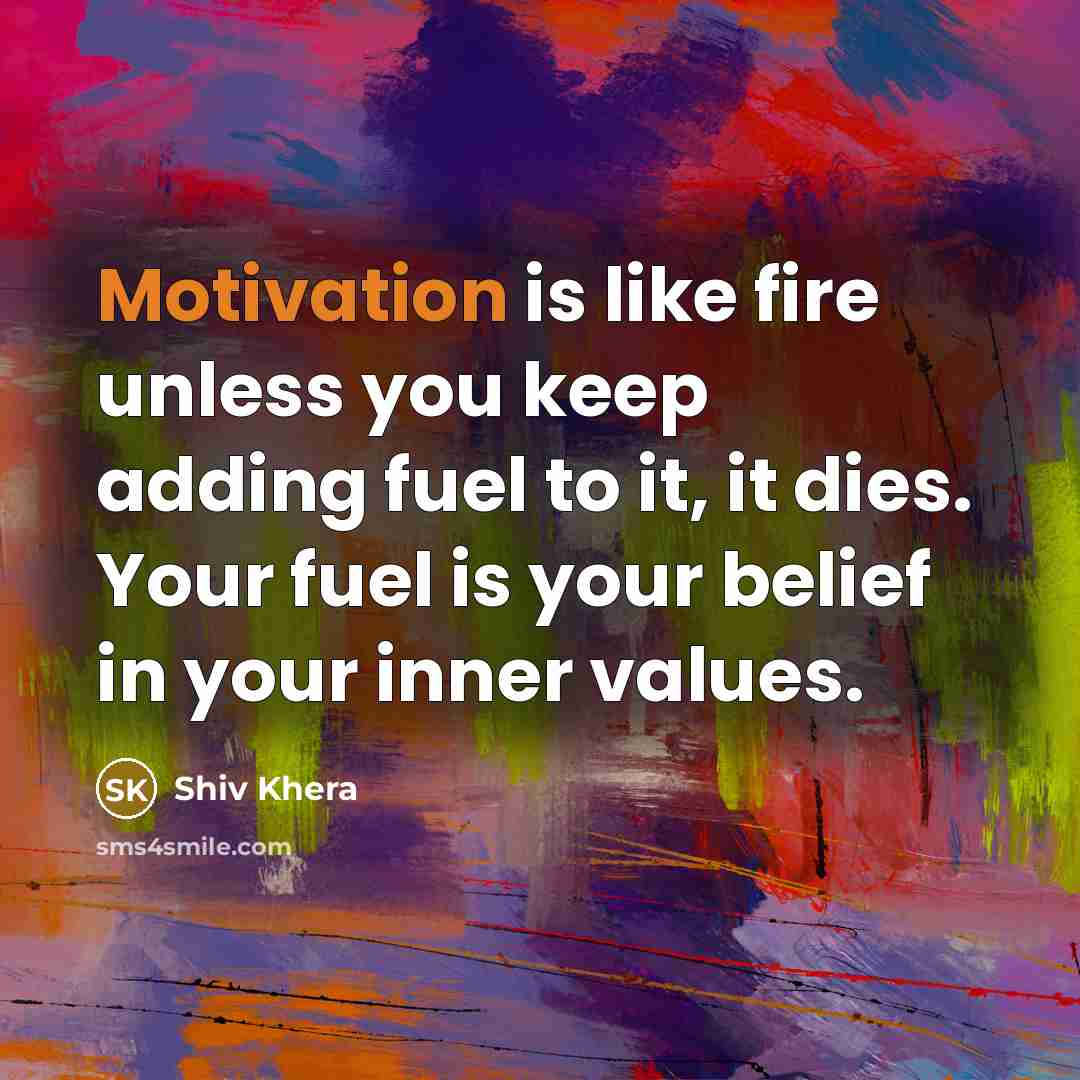 “Motivation is like fire unless you keep adding fuel to…” quote by Shiv Khera